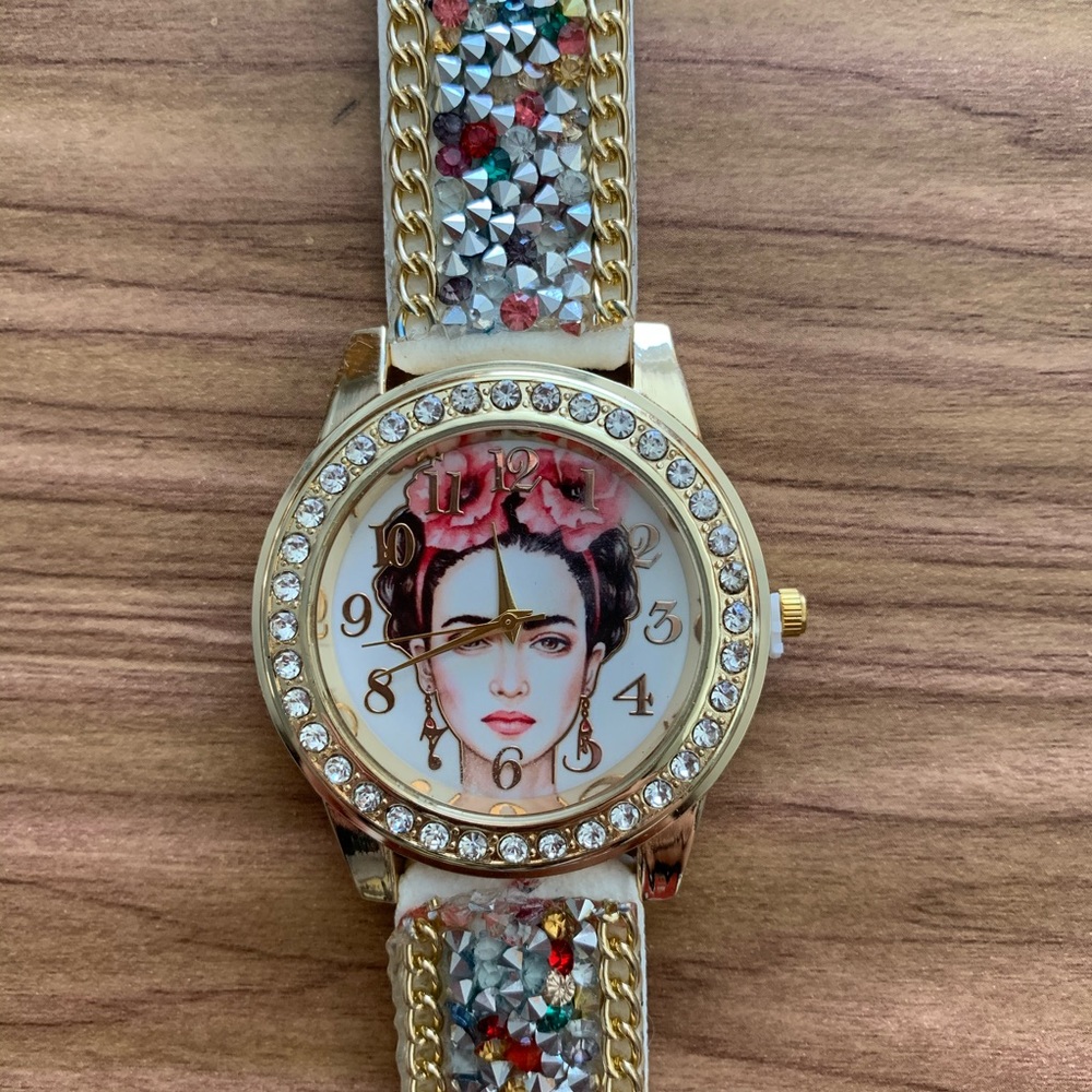 COPY - New Frida Kahlo vegan leather rhinestone watch